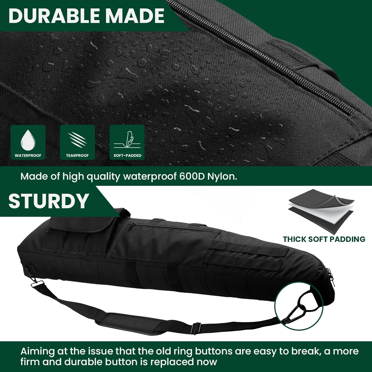 Soft Double Shotgun Rifle Case 38” 42” 44” 46" 52" Long Gun Bag w/Padded Handle - Adjustable Sling Dual Lockable Zippers, Multiple Magazine Holder Pouches Outdoor Tactical Accessory Bags