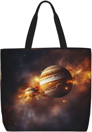 Solar System Jupiter Saturn print Women Tote Bags with Inner Bag Handbags with Pattern for Shopping Office