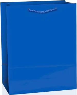 Solid Glossy Bright Royal Medium Paper Bags (12-Pack) - 9.5" x 7.75", Vibrant Color Gift Bags, Durable & Eco-friendly - Perfect For Any Occasions