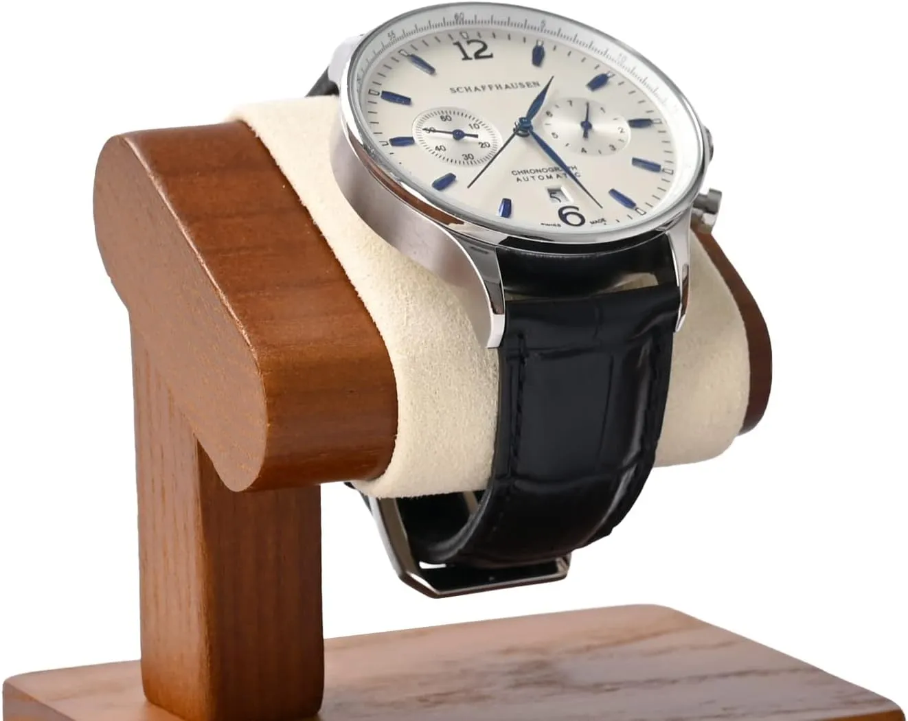 Solid Wood Watch Display Stand T-bar Watch Stand Holder Organizer For Men And Women Wristwatch, Bracelet,Storage Display Rack(Cream White)