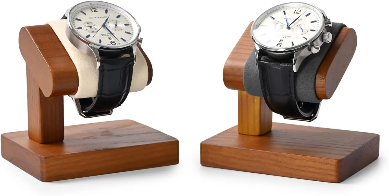 Solid Wood Watch Display Stand T-bar Watch Stand Holder Organizer For Men And Women Wristwatch, Bracelet,Storage Display Rack(Cream White)
