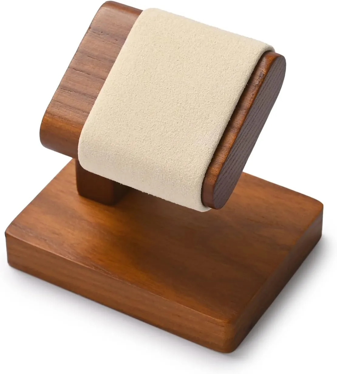 Solid Wood Watch Display Stand T-bar Watch Stand Holder Organizer For Men And Women Wristwatch, Bracelet,Storage Display Rack(Cream White)