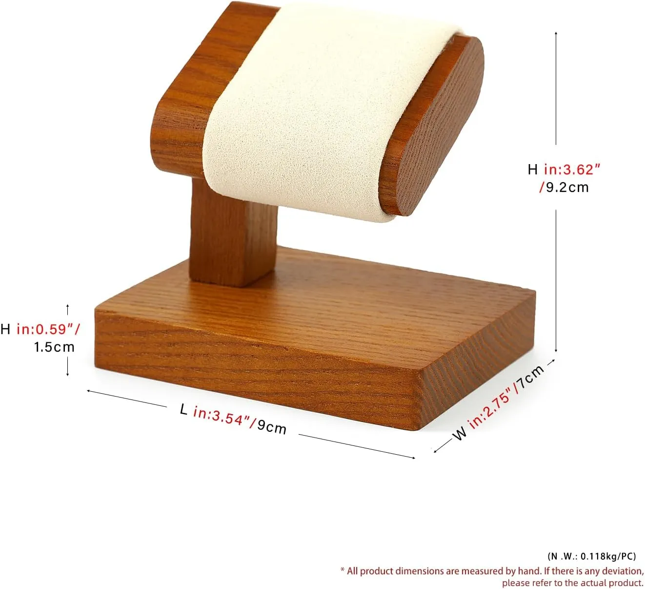 Solid Wood Watch Display Stand T-bar Watch Stand Holder Organizer For Men And Women Wristwatch, Bracelet,Storage Display Rack(Cream White)