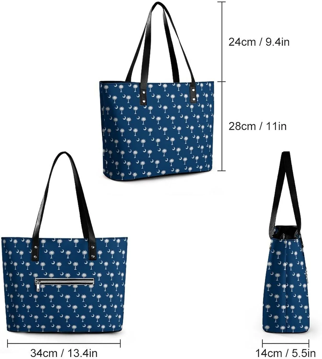 South Carolina Flag Art Leather Handbag Smooth Wrinkle Resistant Lightweight And Convenient