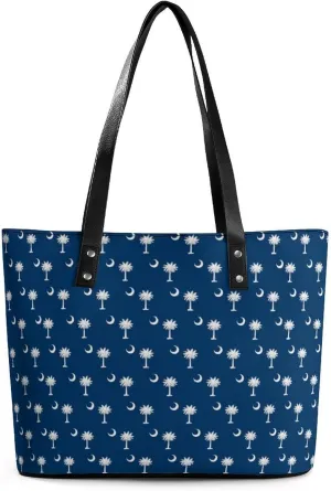 South Carolina Flag Art Leather Handbag Smooth Wrinkle Resistant Lightweight And Convenient