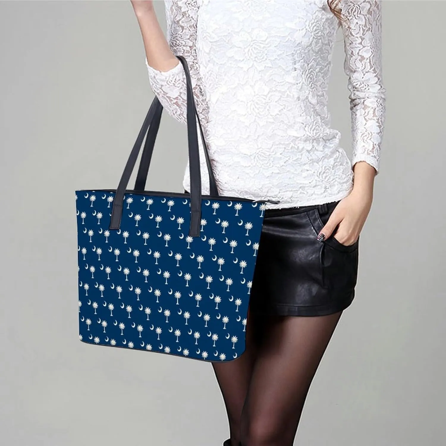 South Carolina Flag Art Leather Handbag Smooth Wrinkle Resistant Lightweight And Convenient