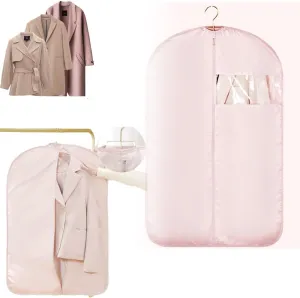 Space Saving Hanging Garment Bag with Self Compression Zipper, 2025 Closet Organizers Heavy Duty Garment Bag Winter Coat Storage, Upgrade Dust Cover Clothes Bags for Down Coat (Pink, Small)