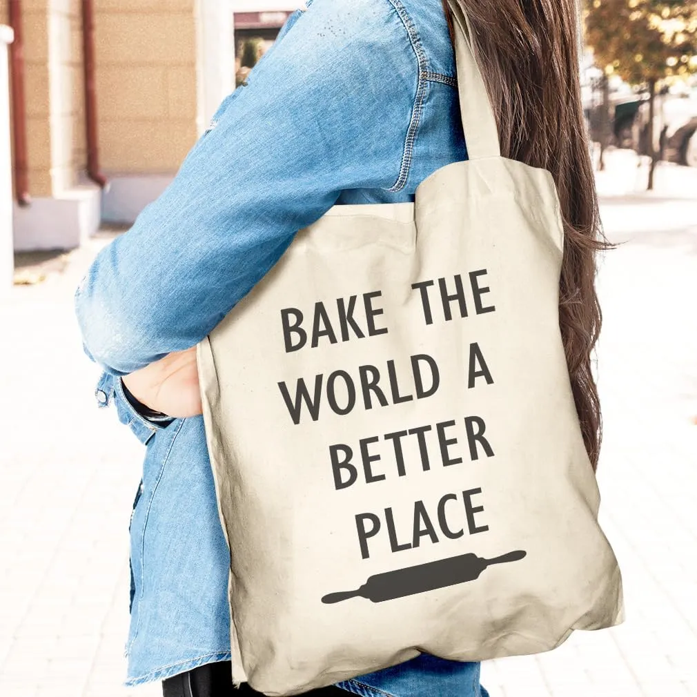 Speedy Pros Canvas Tote Bag for Women Bake The World A Better Place Baking Bakery Beach Bags for Women