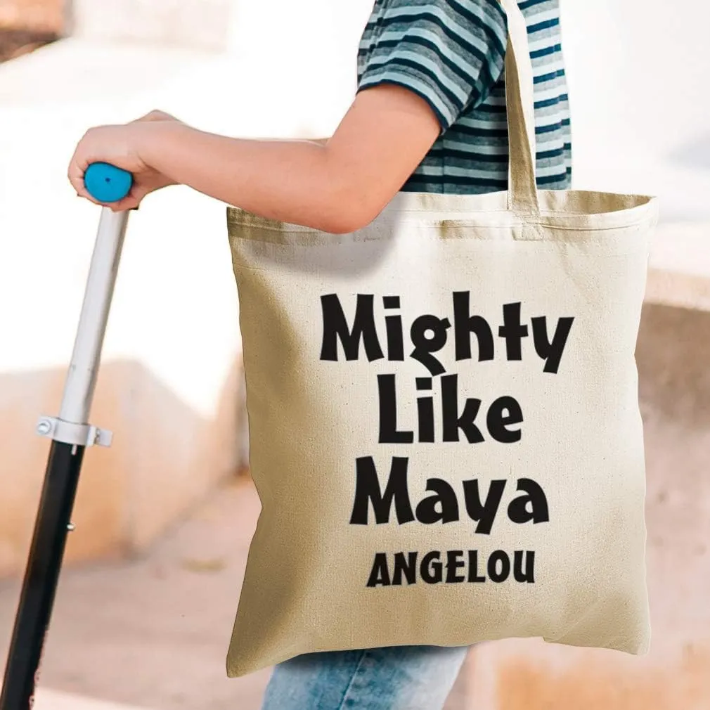 Speedy Pros Canvas Tote Bag for Women Mighty like Maya Angelou Inspiration Beach Bags for Women