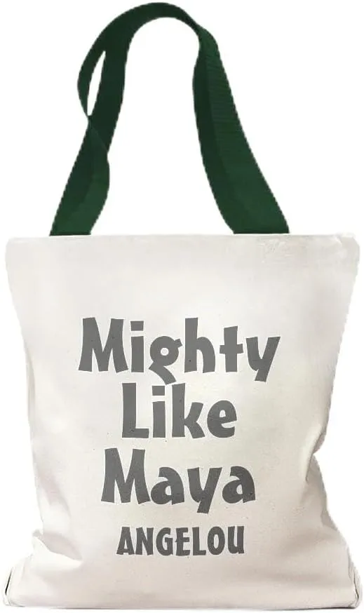 Speedy Pros Canvas Tote Bag for Women Mighty like Maya Angelou Inspiration Beach Bags for Women
