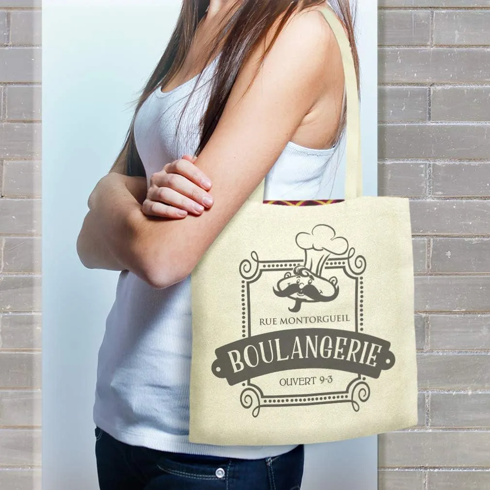 Speedy Pros Canvas Tote Bag for Women Rue Montorgueil Boulangerie Ouvert 9-3 Paris France French