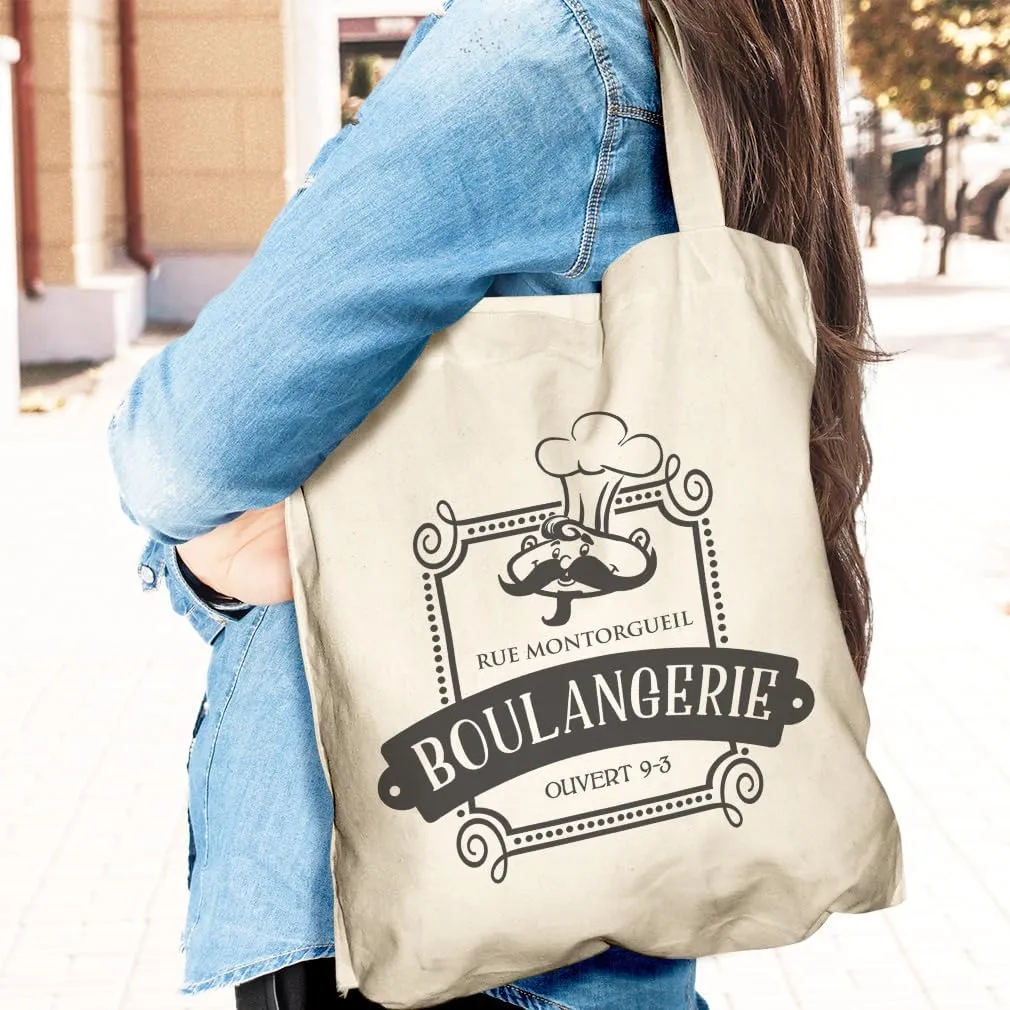 Speedy Pros Canvas Tote Bag for Women Rue Montorgueil Boulangerie Ouvert 9-3 Paris France French