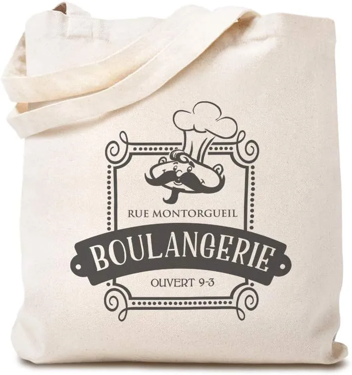 Speedy Pros Canvas Tote Bag for Women Rue Montorgueil Boulangerie Ouvert 9-3 Paris France French