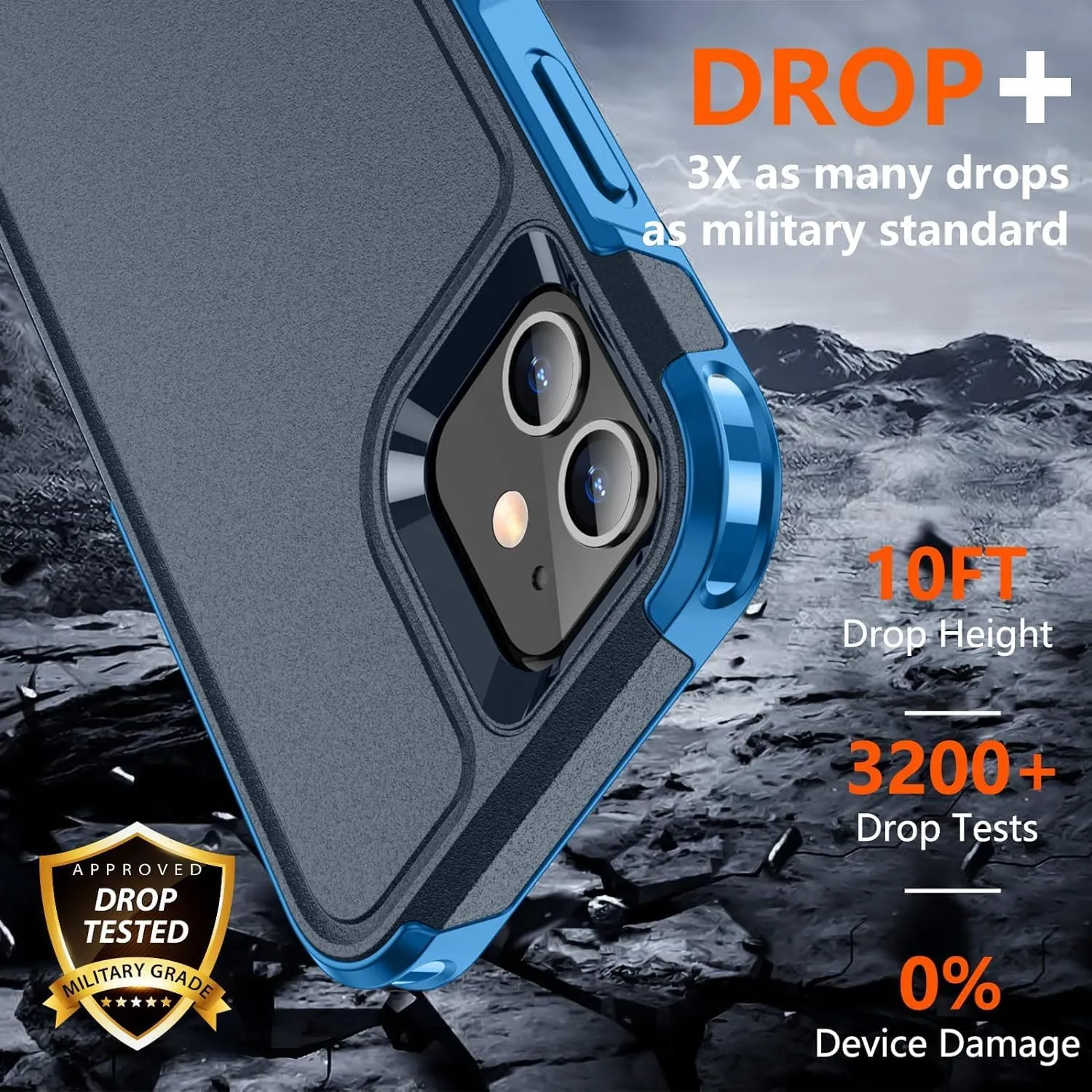 SPIDERCASE for iPhone 12 Case/iPhone 12 Pro Case, Shockproof Cell Phone Case for iPhone 12/12 Pro, Dark Blue