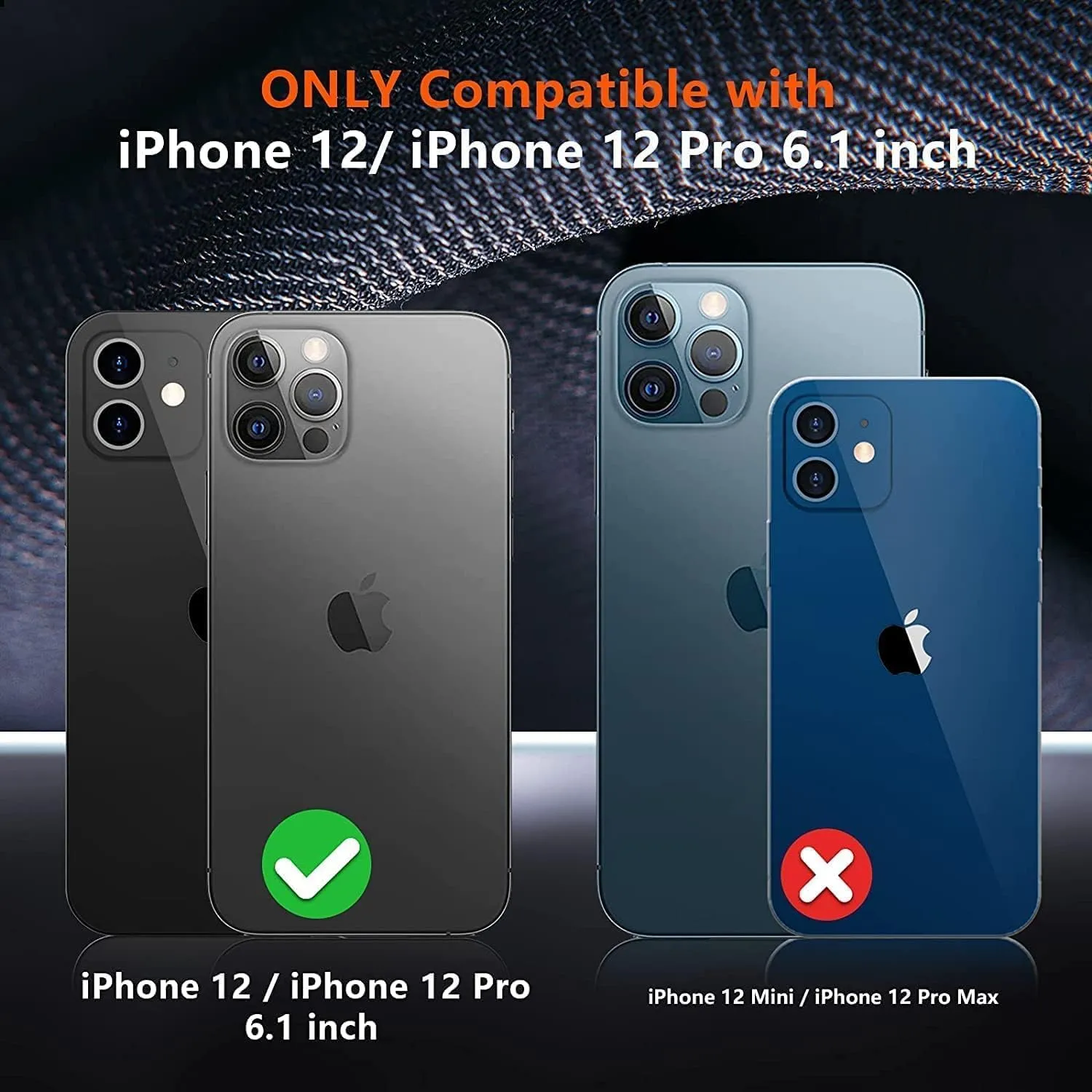 SPIDERCASE for iPhone 12 Case/iPhone 12 Pro Case, Shockproof Cell Phone Case for iPhone 12/12 Pro, Dark Blue