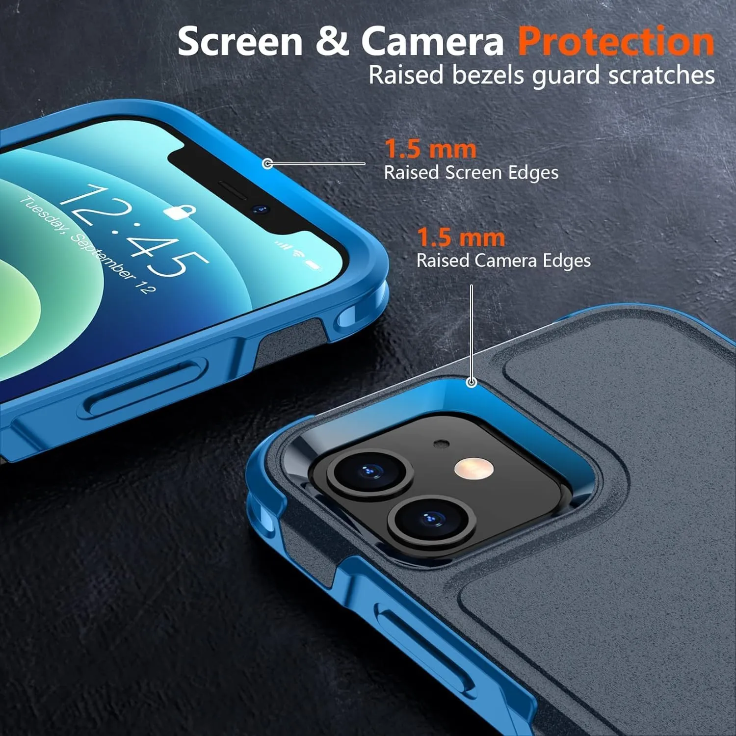 SPIDERCASE for iPhone 12 Case/iPhone 12 Pro Case, Shockproof Cell Phone Case for iPhone 12/12 Pro, Dark Blue