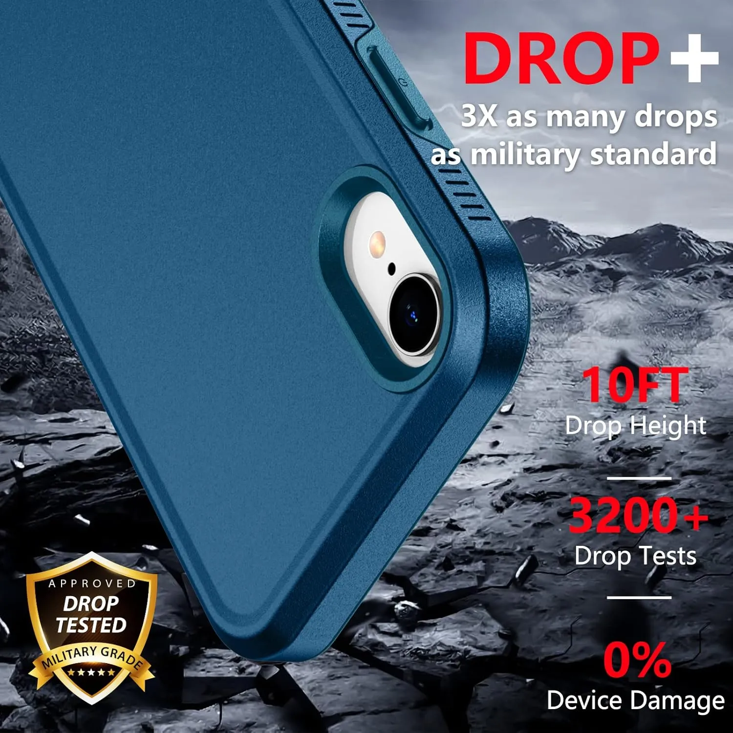 SPIDERCASE for iPhone XR Case, [10 FT Military Grade Drop Protection] [Non-Slip] [2 pcs Tempered Glass Screen Protector] Shockproof Airbag Cushion Protective Case for iPhone XR 6.1” (Sea Blue)