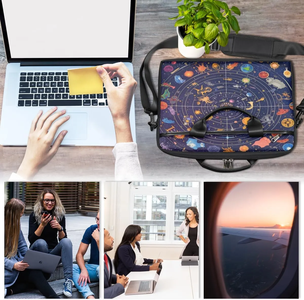 Spiral Laptop Bag for Men Women 13-15 Inch Case Bags Sleeve Shoulder with Anti Slip Removable The Pad Straps