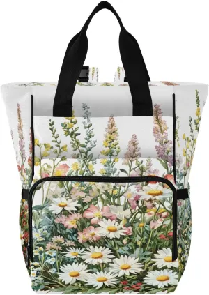 Spring Wildflowers Diaper Bag Backpack, Unisex Travel Baby Backpack Diaper Bags with Stroller Straps & Pacifier Case, Large Capacity Waterproof Diaper Backpack