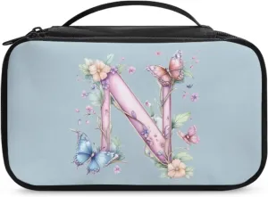 Square Cosmetic Bag for Her - Extra Large Waterproof Polyester Makeup Organizer, Multi-Functional Travel & Work Essential Blue N