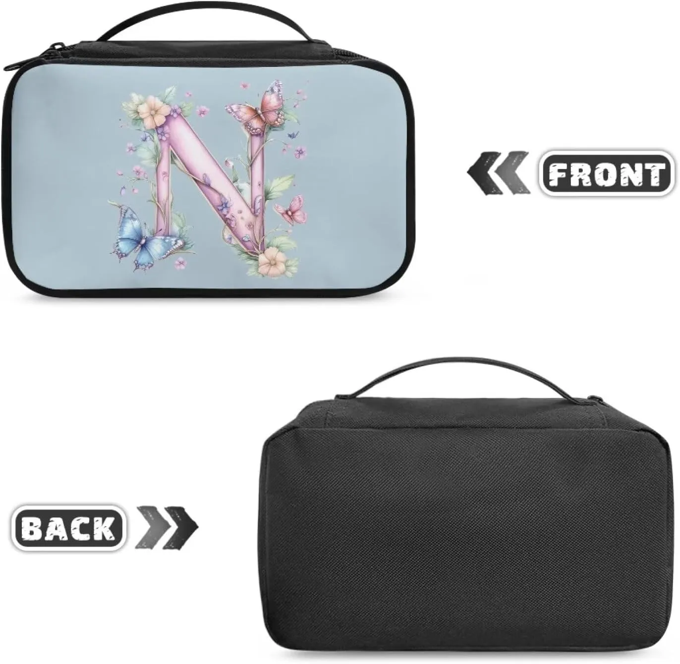 Square Cosmetic Bag for Her - Extra Large Waterproof Polyester Makeup Organizer, Multi-Functional Travel & Work Essential Blue N