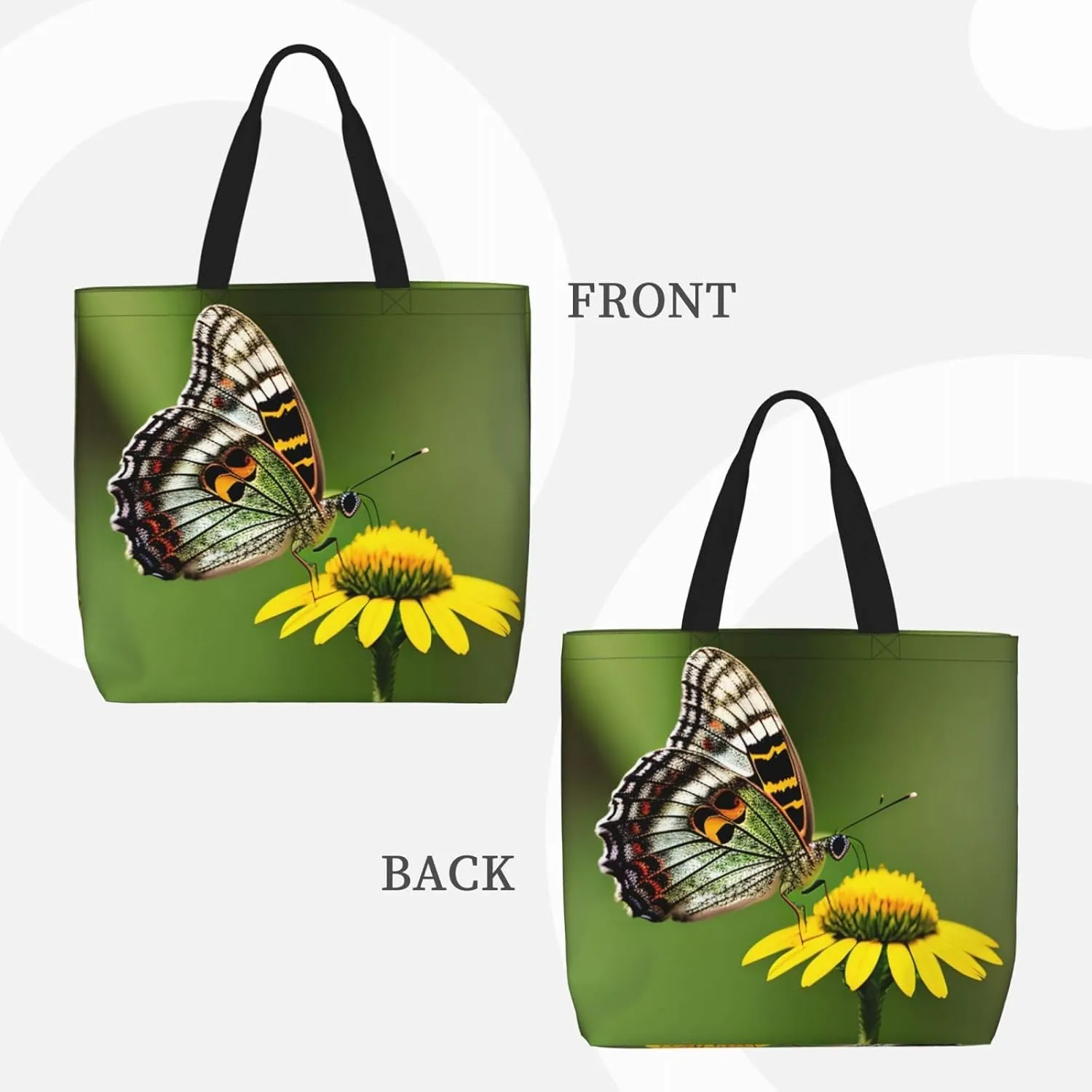 SSIMOO Flowers Colorful Butterfly 1 Stylish Zipper Shopping Bags,Shoulder Bag,The Perfect Blend Of Style And Convenience