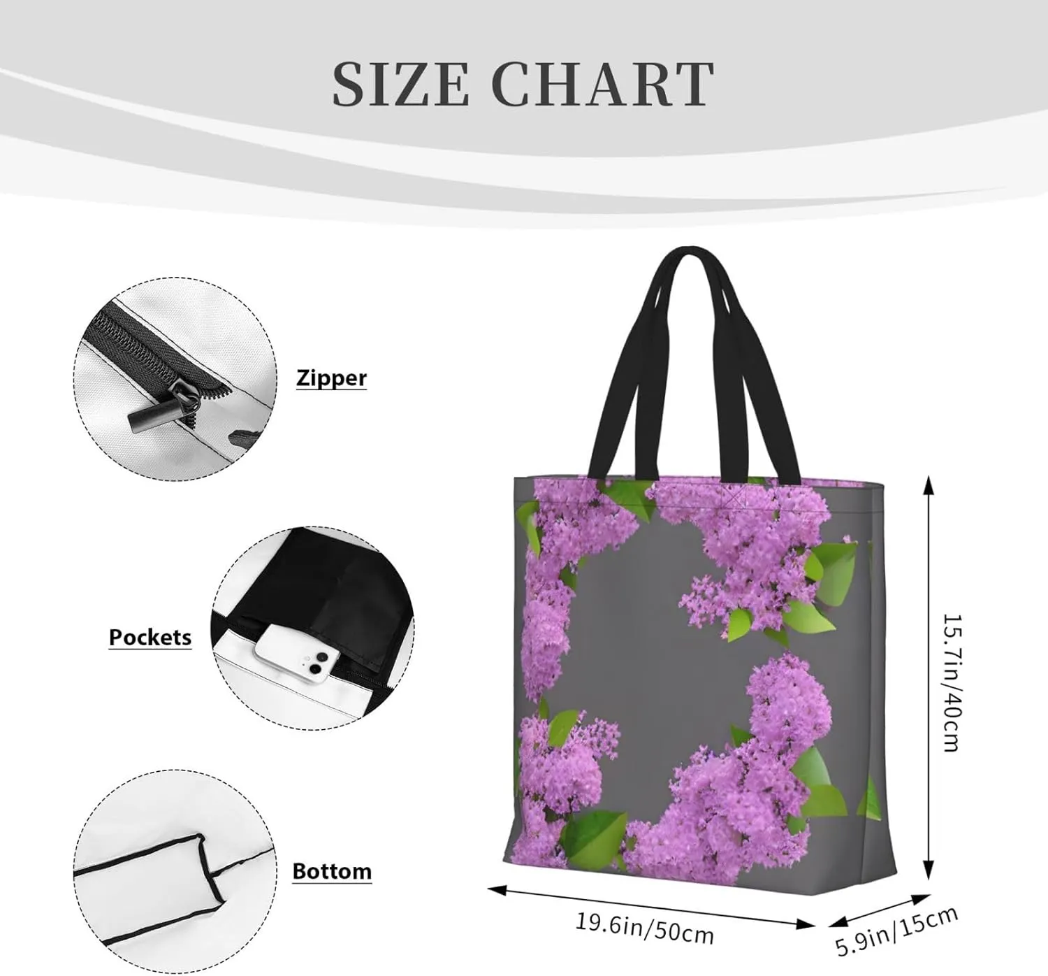 SSIMOO Paris Eiffel Tower Stylish Zipper Shopping Bags,Shoulder Bag,The Perfect Blend Of Style And Convenience