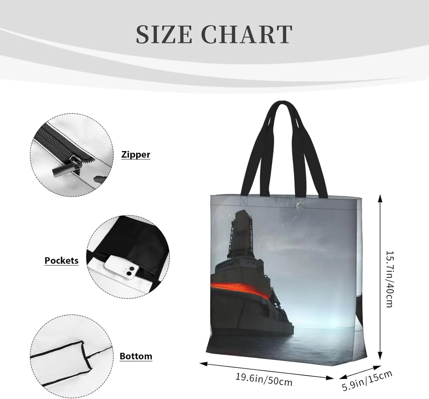 SSIMOO Paris Eiffel Tower Stylish Zipper Shopping Bags,Shoulder Bag,The Perfect Blend Of Style And Convenience
