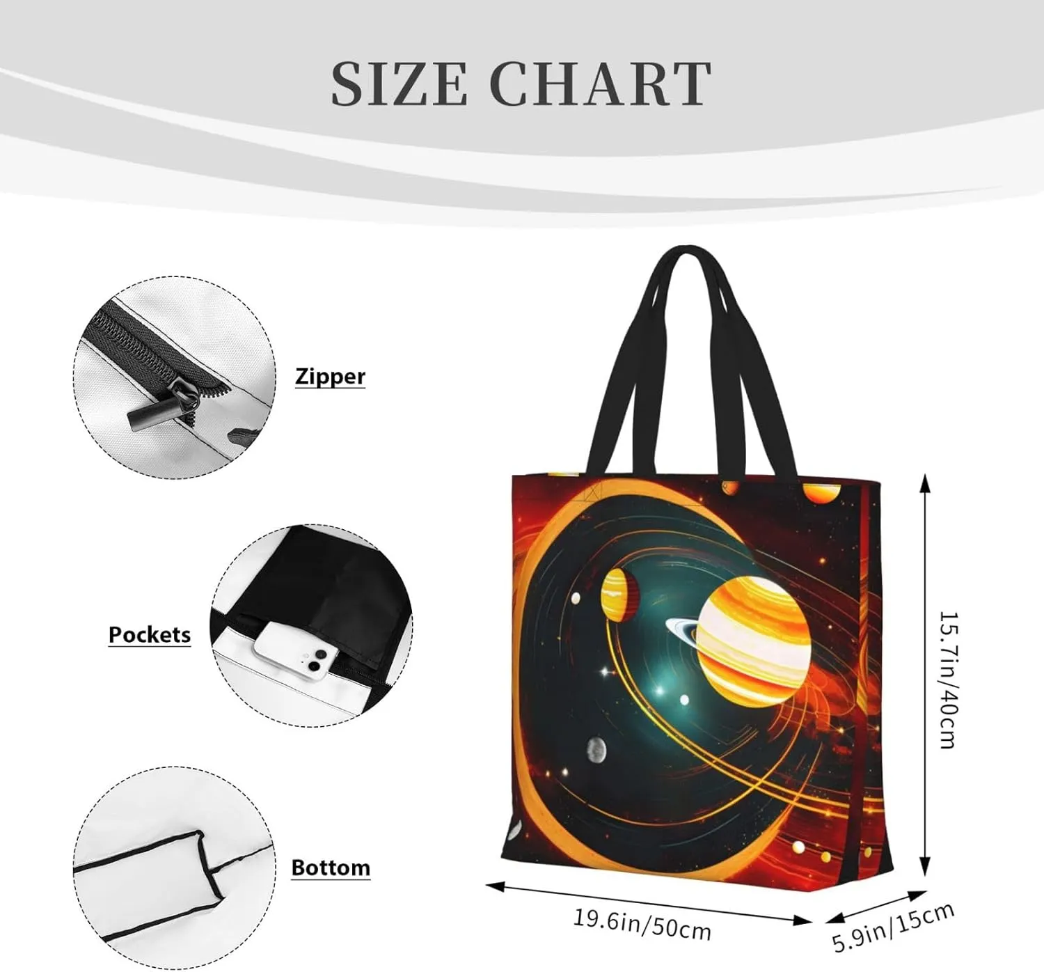 SSIMOO White Daisy Stylish Zipper Shopping Bags,Shoulder Bag,The Perfect Blend Of Style And Convenience