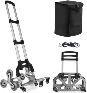 Stair Climbing Hand Truck Heavy-Duty Shopping Cart，Heavy-Duty Hand Truck Portable Folding Cart for Moving with Universal Wheels and with Removable Waterproof Canvas Bag.