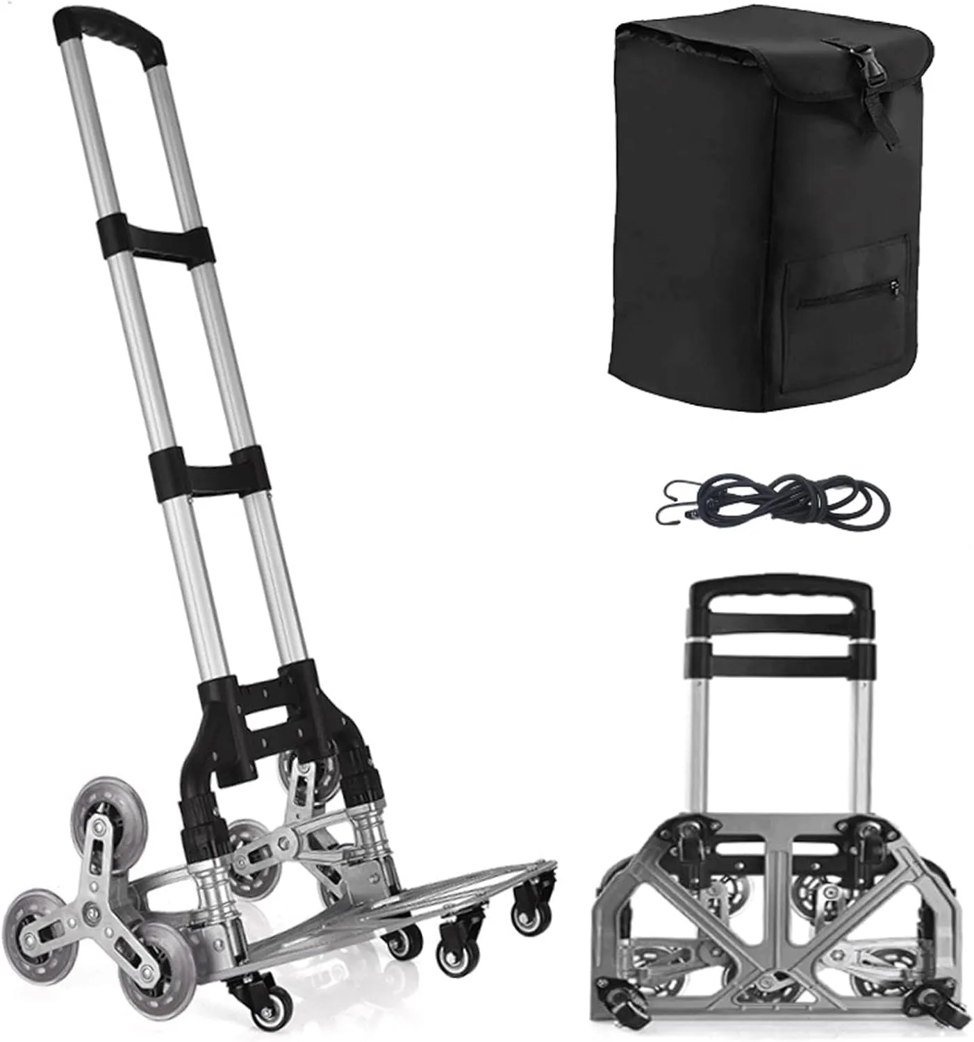 Stair Climbing Hand Truck Heavy-Duty Shopping Cart，Heavy-Duty Hand Truck Portable Folding Cart for Moving with Universal Wheels and with Removable Waterproof Canvas Bag.