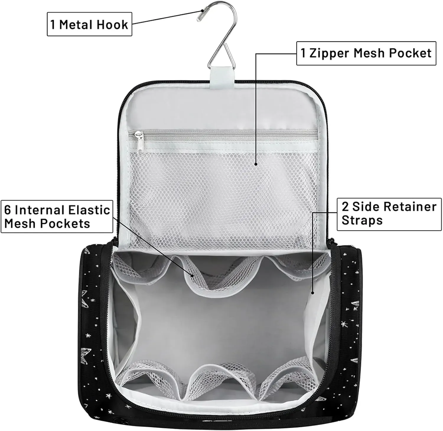 Star Large Makeup Bag Travel Make Up Organizer for Women Girls Cosmetic Bag Organizer With Handle
