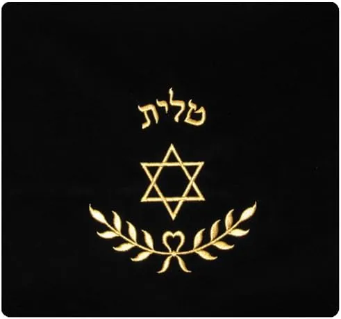 Star of David and Branch of Leaves in Gold Threading Velvet Tallit/Tefillin Bag