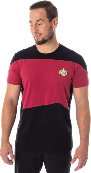 Star Trek Next Generation TNG Men's Picard Uniform Costume Short Sleeve T-Shirt Tee