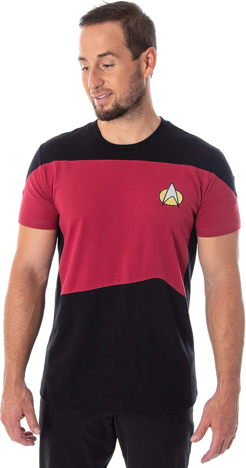 Star Trek Next Generation TNG Men's Picard Uniform Costume Short Sleeve T-Shirt Tee