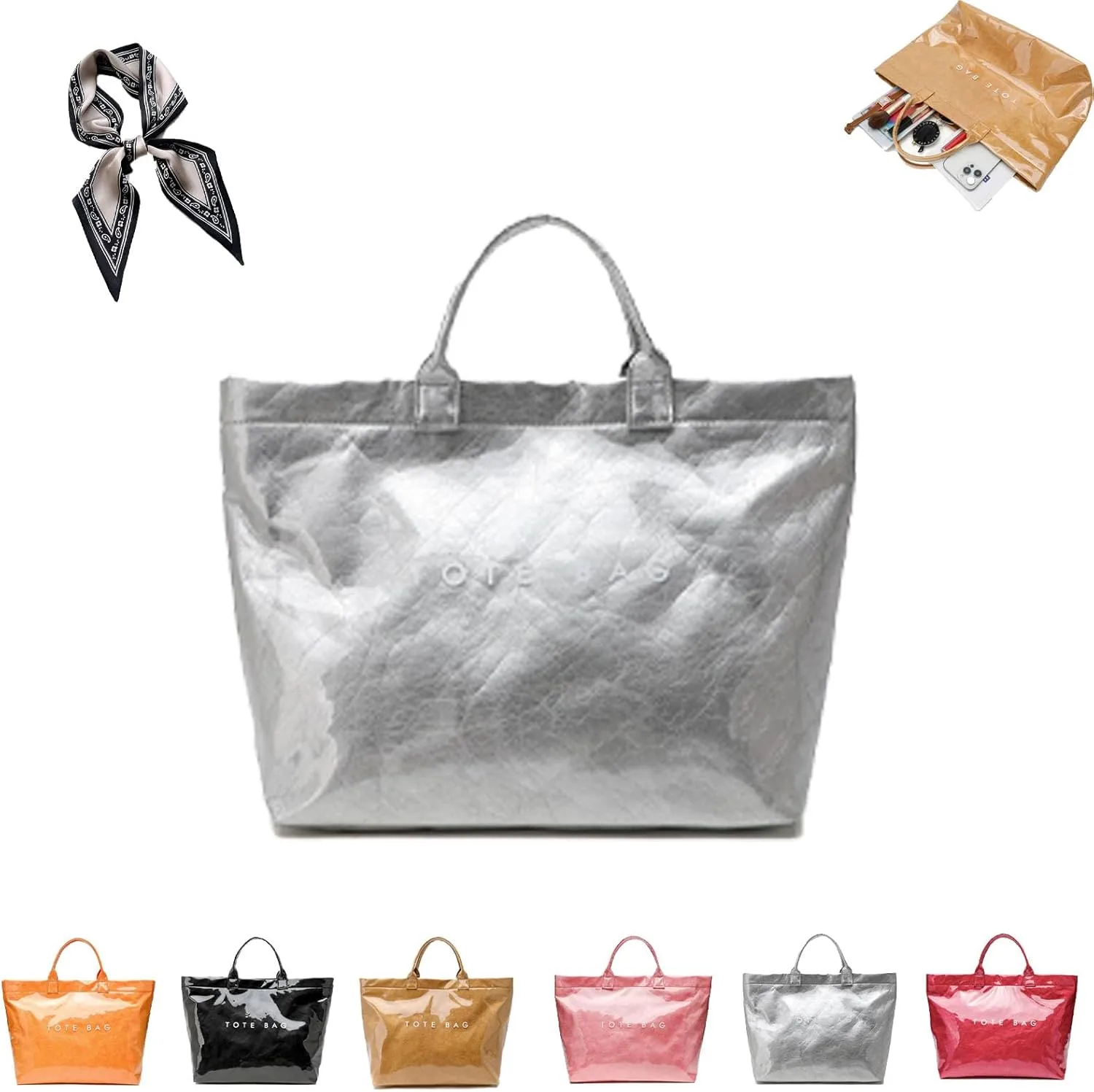 Stellaya Tote Bag, Pvc Tote Bag for Women, Stellaya Womens Letters Print Tote Bag, Fashion Tote Bag Top Handle