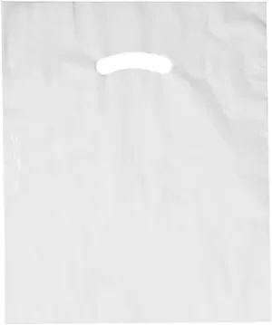 Stephanie Imports Made In USA Pack of 125 White Glossy Plastic Merchandise Bags (12" X 15") With Die Cut Handles