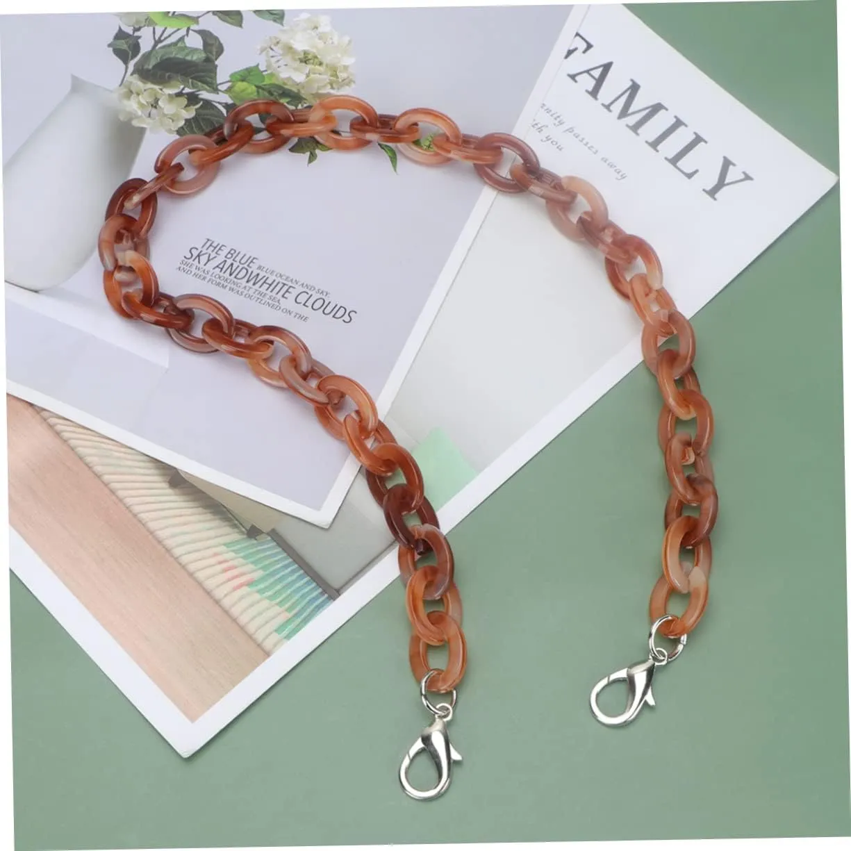 STOBOK 2pcs 60cm Purse Chain Strap Extender Bag Chain for DIY Bag Straps Alloy Buckle Handbag Replacements for Small Handbags (Granite)
