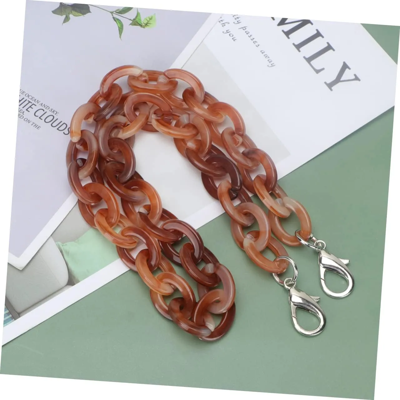 STOBOK 2pcs 60cm Purse Chain Strap Extender Bag Chain for DIY Bag Straps Alloy Buckle Handbag Replacements for Small Handbags (Granite)