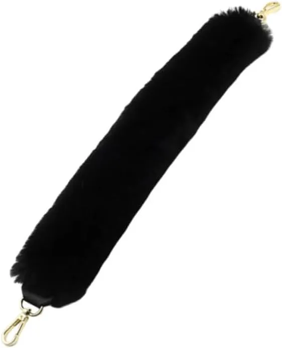 STOBOK 3pcs 48cm Thick Plush Handle for Women's Black Tote Bag Plush Buckle Handle Replacement Warm Handbag Accessory for Winter