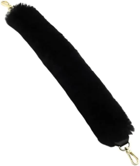 STOBOK 3pcs 48cm Thick Plush Handle for Women's Black Tote Bag Plush Buckle Handle Replacement Warm Handbag Accessory for Winter