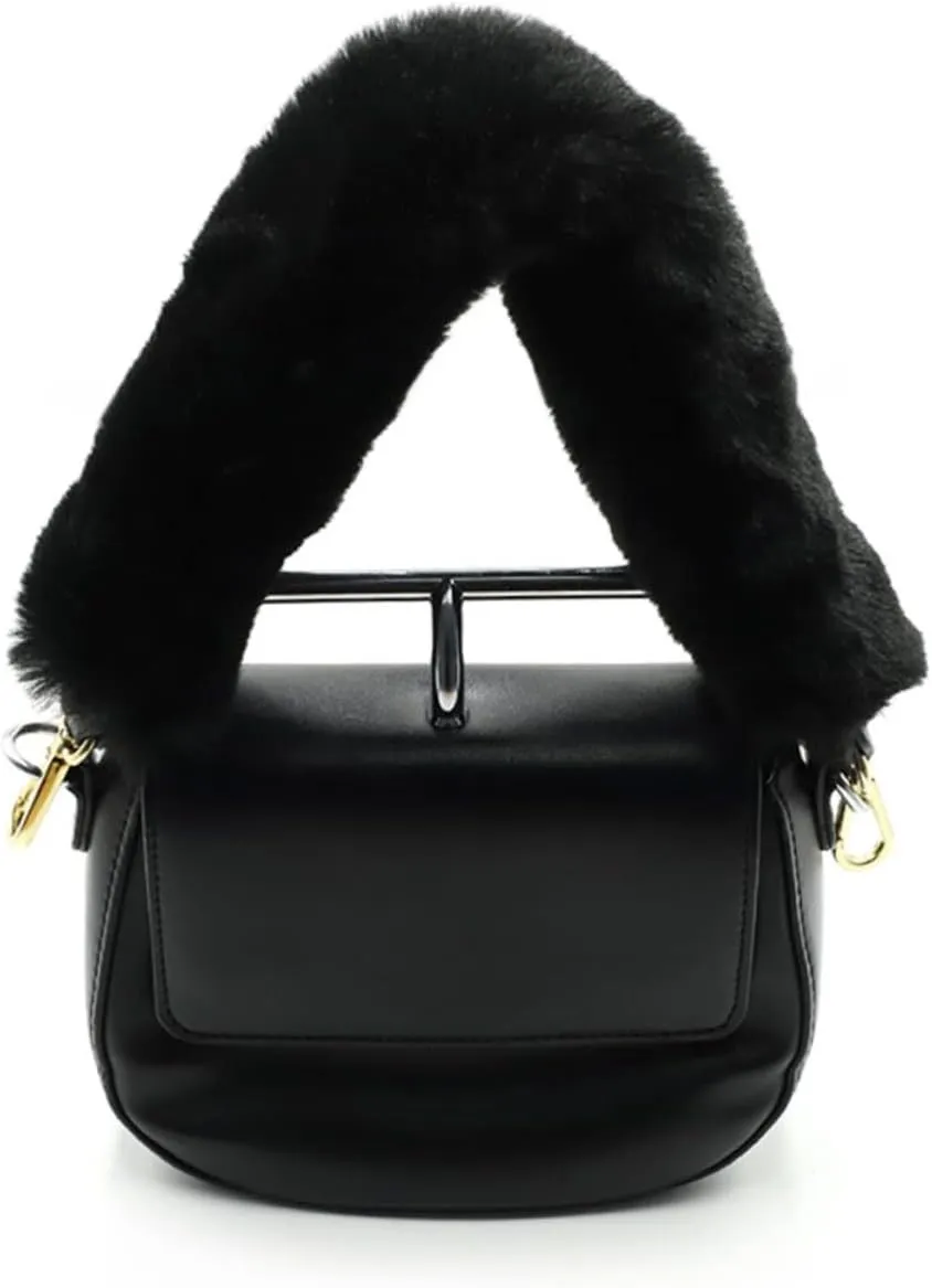 STOBOK 3pcs 48cm Thick Plush Handle for Women's Black Tote Bag Plush Buckle Handle Replacement Warm Handbag Accessory for Winter