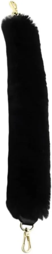STOBOK 3pcs 48cm Thick Plush Handle for Women's Black Tote Bag Plush Buckle Handle Replacement Warm Handbag Accessory for Winter