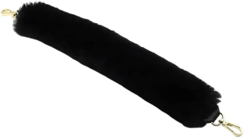 STOBOK 3pcs 48cm Thick Plush Handle for Women's Black Tote Bag Plush Buckle Handle Replacement Warm Handbag Accessory for Winter