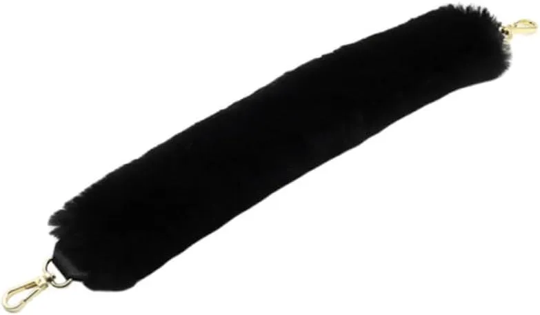 STOBOK 3pcs 48cm Thick Plush Handle for Women's Black Tote Bag Plush Buckle Handle Replacement Warm Handbag Accessory for Winter