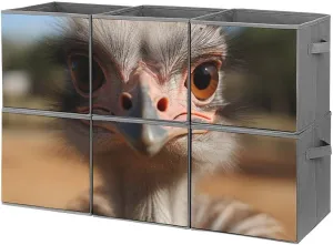 Storage Baskets Storage Box with Handles Cute Ostrich Printed Storage Bags 6 Pack for Bedroom Living Room