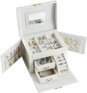 Storage Butterfly Shape Jewelry Box, Travel Jewelry Case, Compact Jewelry Organizer With 2 Drawers, Mirror, Lockable With Leather Handle And Keys gift