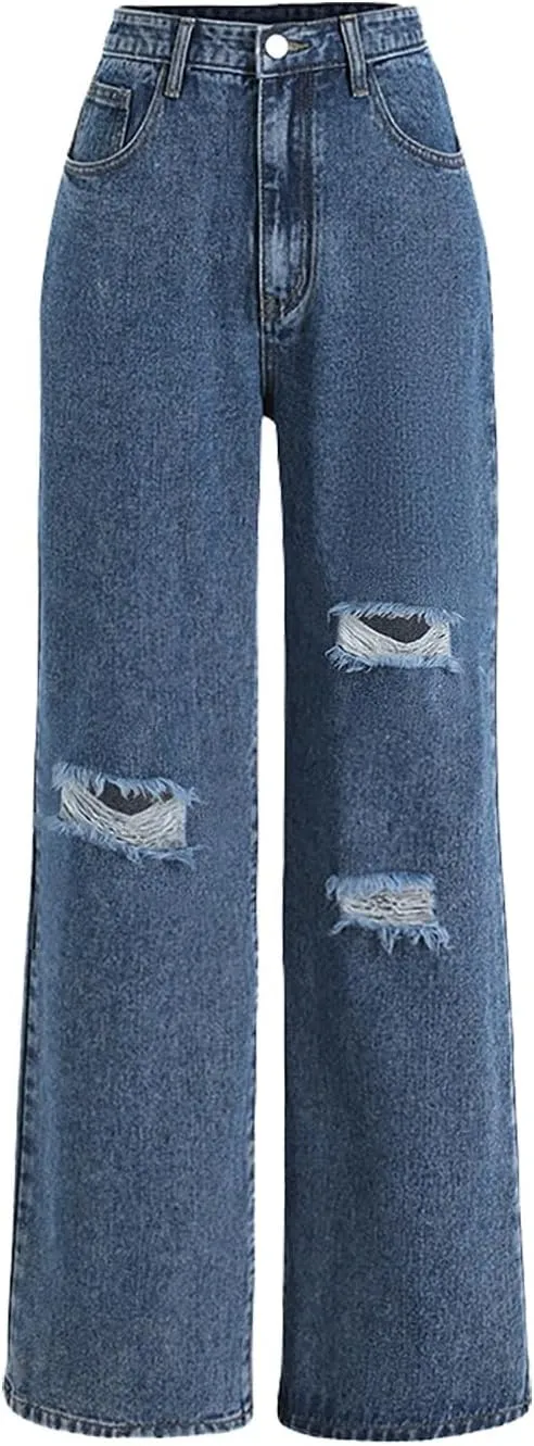 Straight Leg Stretchy Jeans Leg Jeans Loose Wide Leg Casual Pants Woman's Jeans Jeans Woman Jeans Jeans for Women