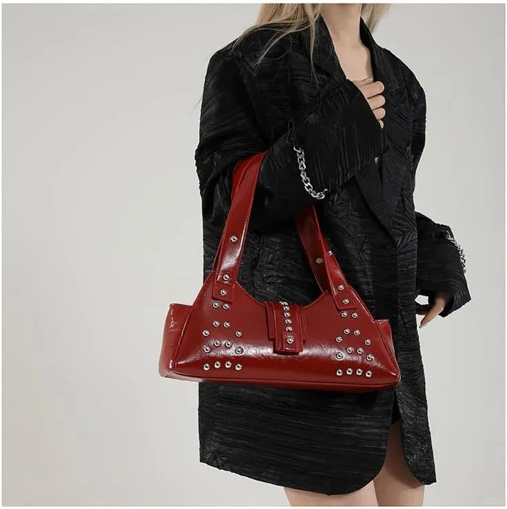 Streetwear 90s Studded Purse Fall Vintage 2000s Suede Purses Cute Y2k Shoulder Bag