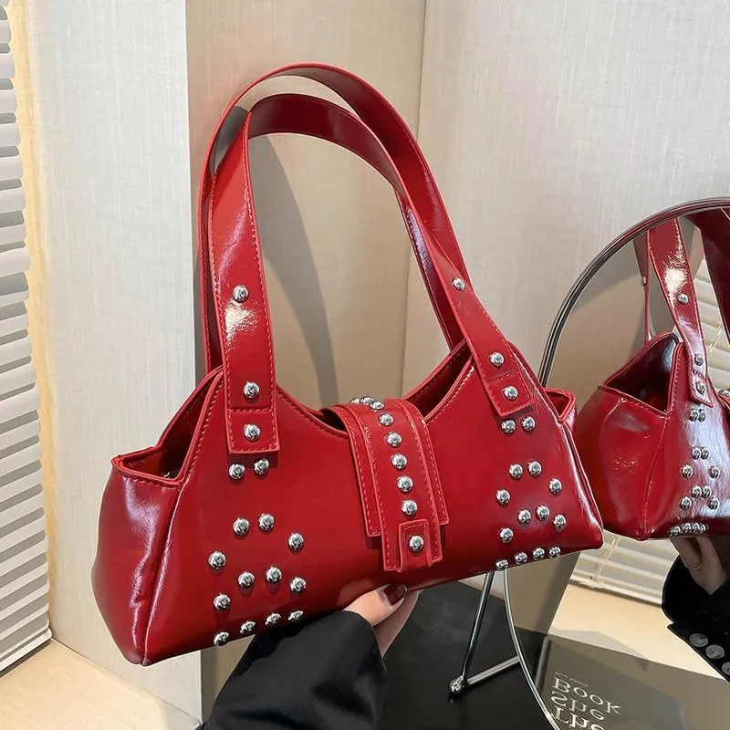 Streetwear 90s Studded Purse Fall Vintage 2000s Suede Purses Cute Y2k Shoulder Bag